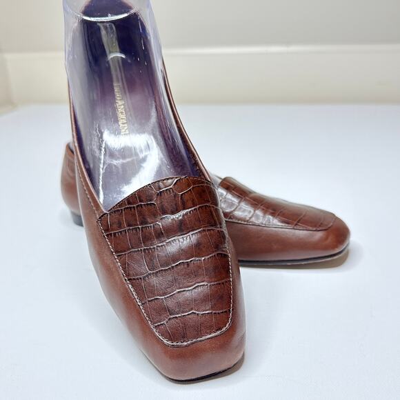 Classic ENZO ANGIOLINI Liberty Brown Croc‎ Leather Ballet Ballerina Flats SZ 8.5 - Picture 2 of 10